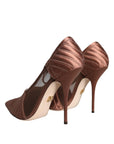 Dolce & Gabbana Brown Mesh Viscose Ankle Strap Pumps Shoes
