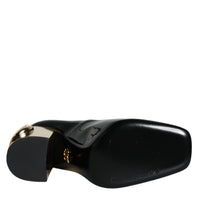 Dolce & Gabbana Black Gold Patent Leather Logo Heels Pumps Shoes