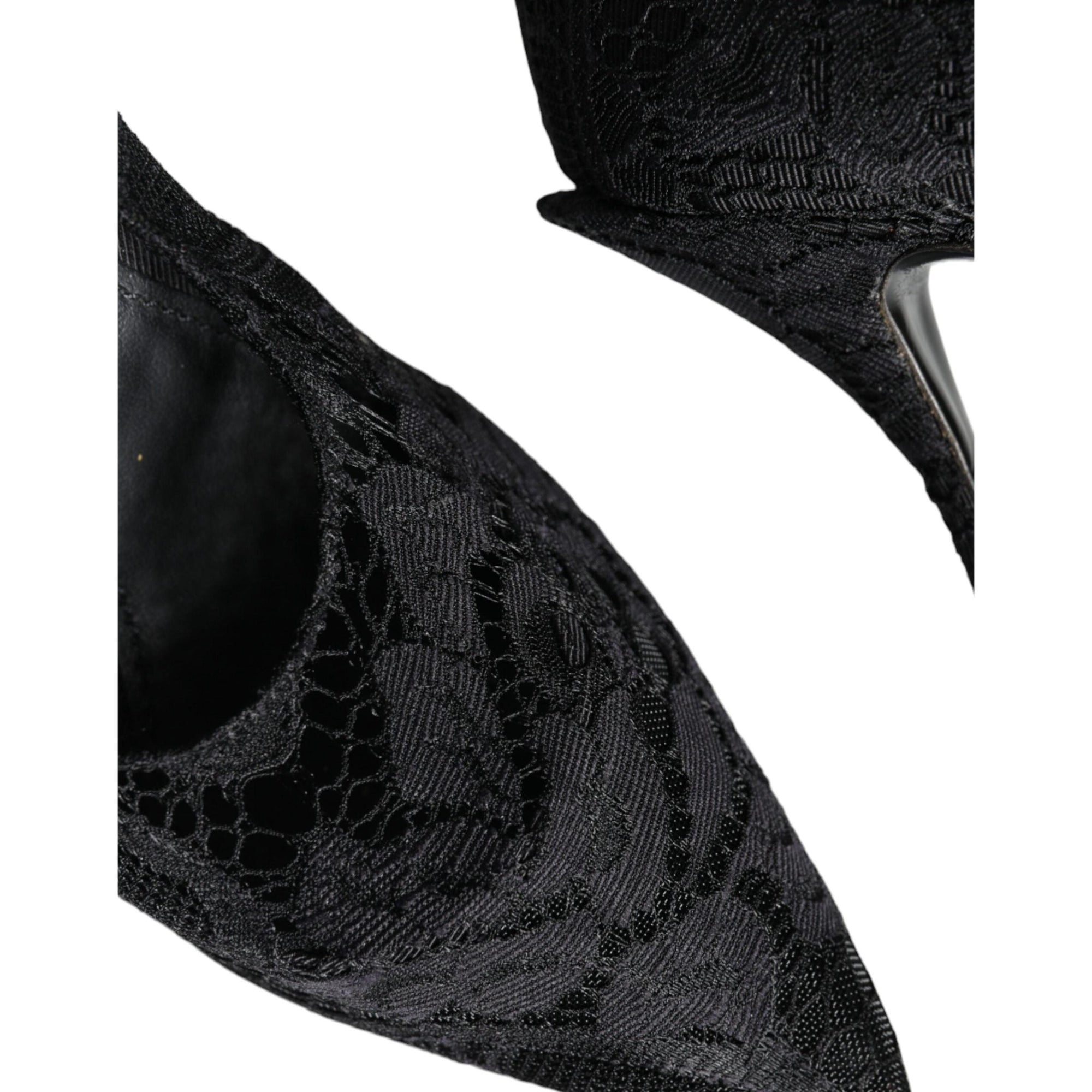 Dolce &amp; Gabbana Black Mary Jane Pumps Lace Crystals Heels Shoes