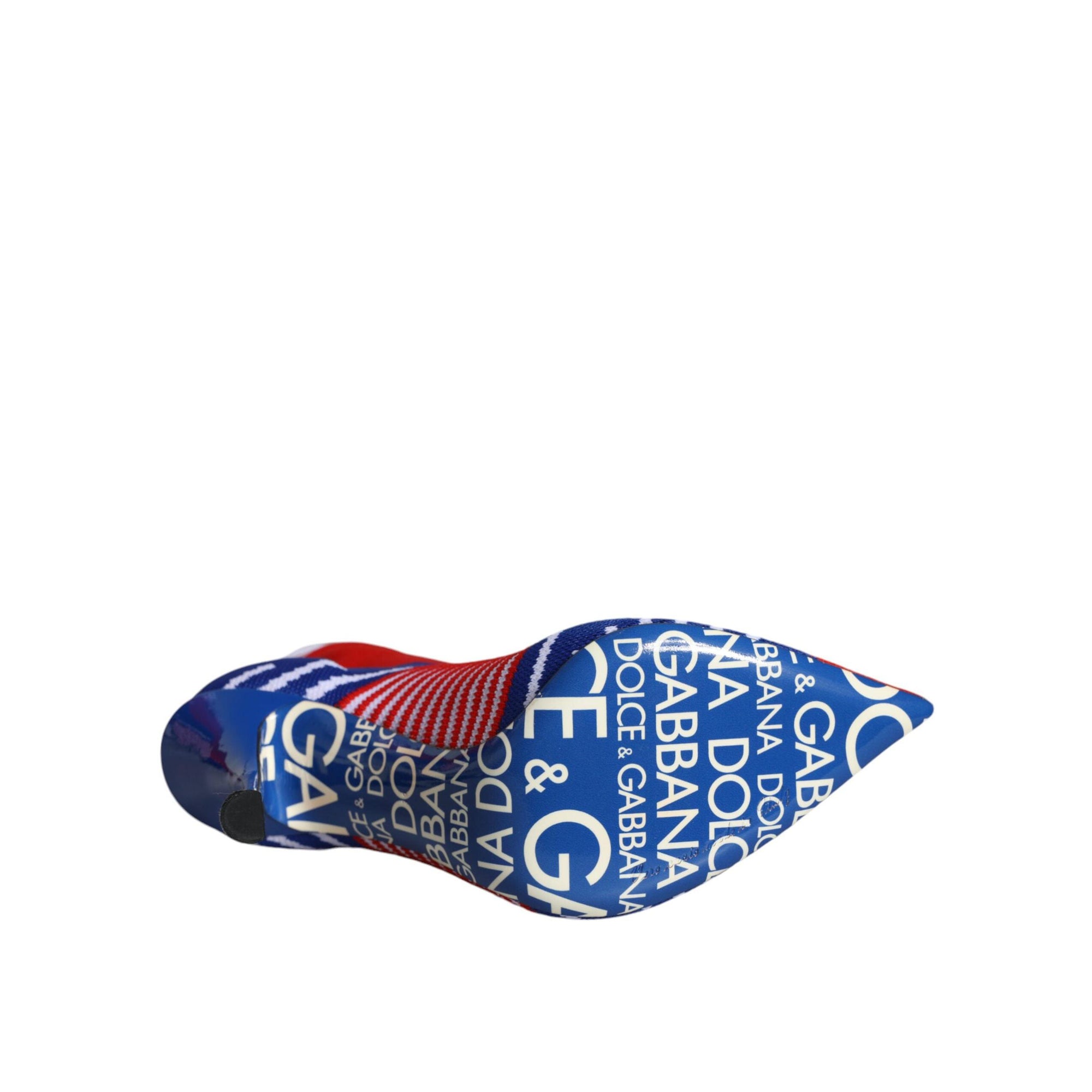 Dolce &amp; Gabbana Red Blue Stretch Sock Style Ankle Boots Logo Shoes