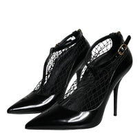 Dolce & Gabbana Black Mesh Patent Leather Heels Pumps Shoes