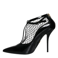 Dolce & Gabbana Black Mesh Patent Leather Heels Pumps Shoes