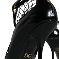 Dolce & Gabbana Black Mesh Patent Leather Heels Pumps Shoes