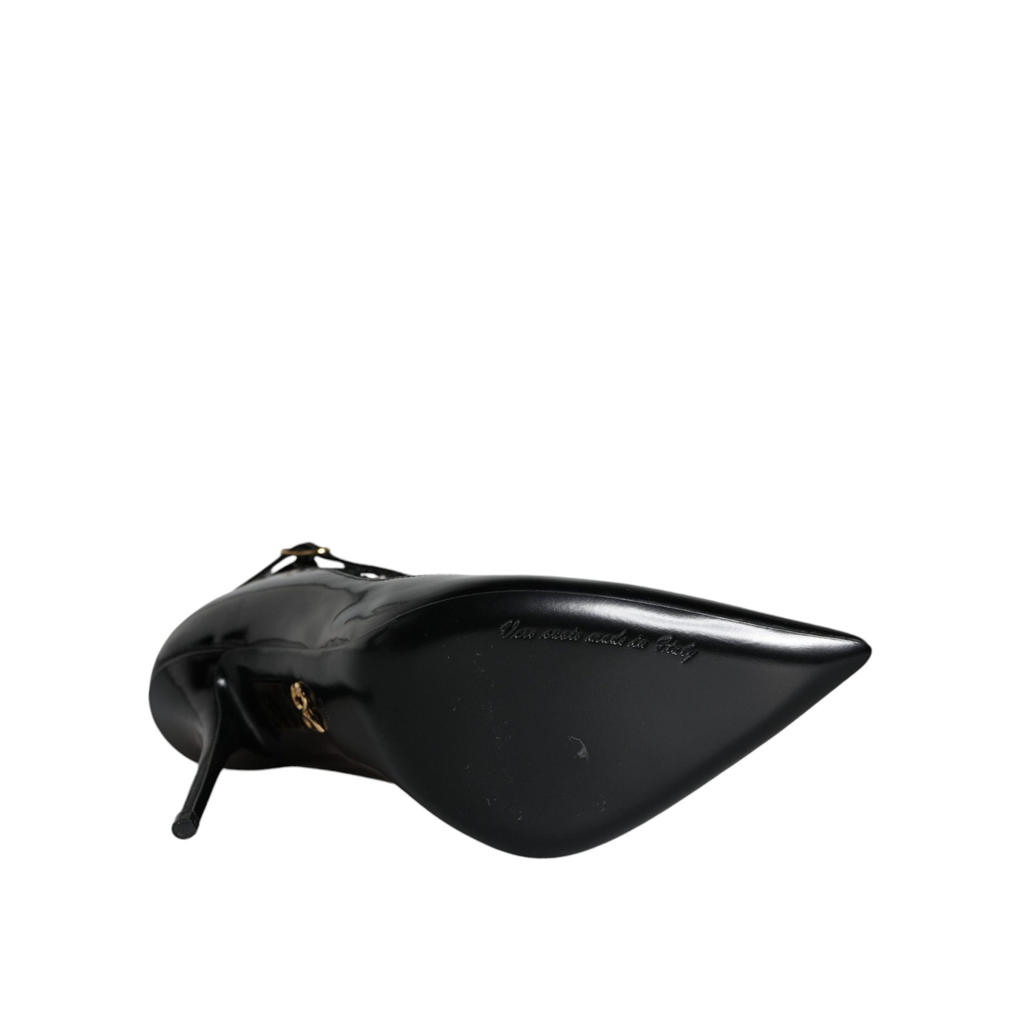 Dolce &amp; Gabbana Black Mesh Patent Leather Heels Pumps Shoes
