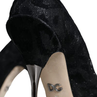 Dolce & Gabbana Black Leopard Lurex High Heels Pumps Shoes