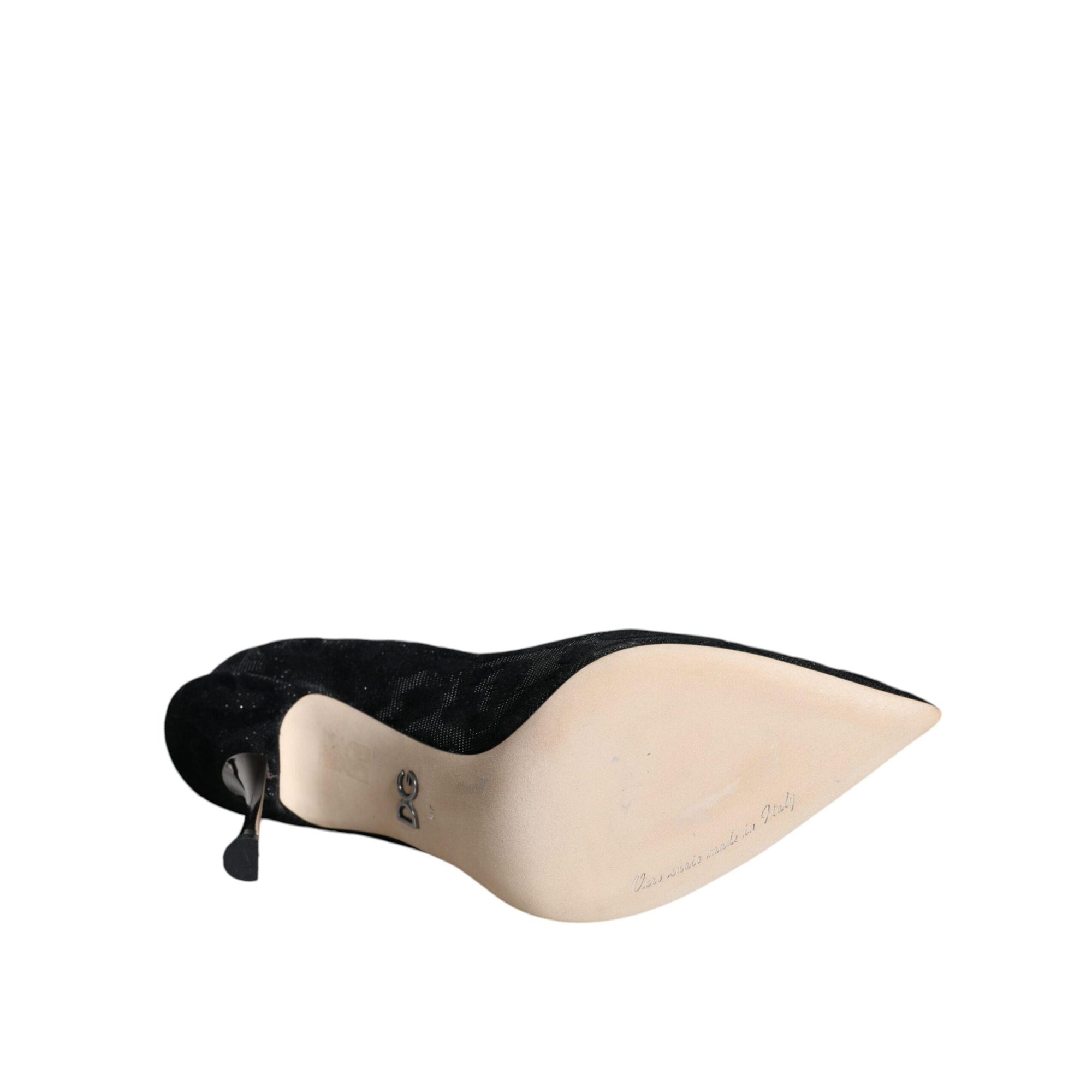 Dolce &amp; Gabbana Black Leopard Lurex High Heels Pumps Shoes