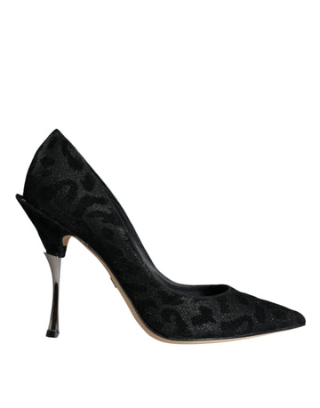 Dolce & Gabbana Black Leopard Lurex High Heels Pumps Shoes