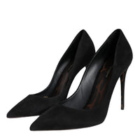 Dolce & Gabbana Black Suede Leather High Heels Pumps Shoes