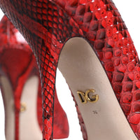 Dolce & Gabbana Red Leather Stiletto High Heels Pumps Shoes