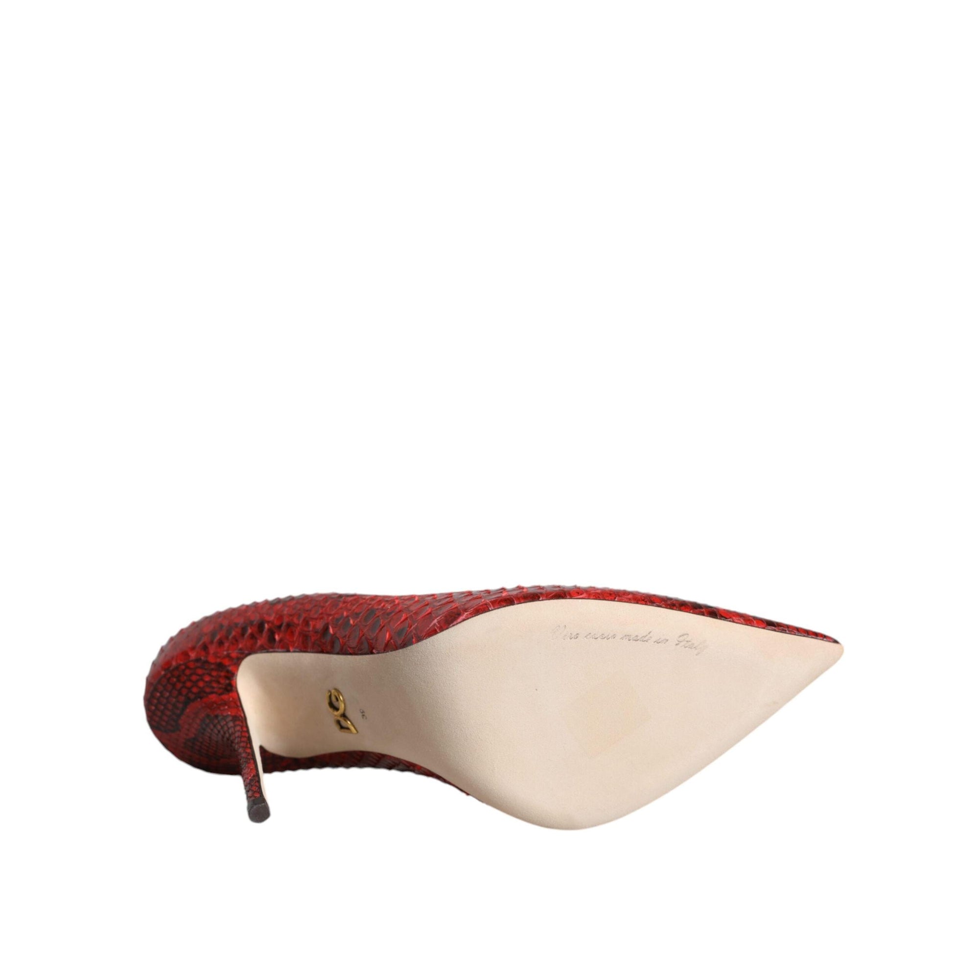 Dolce &amp; Gabbana Red Leather Stiletto High Heels Pumps Shoes