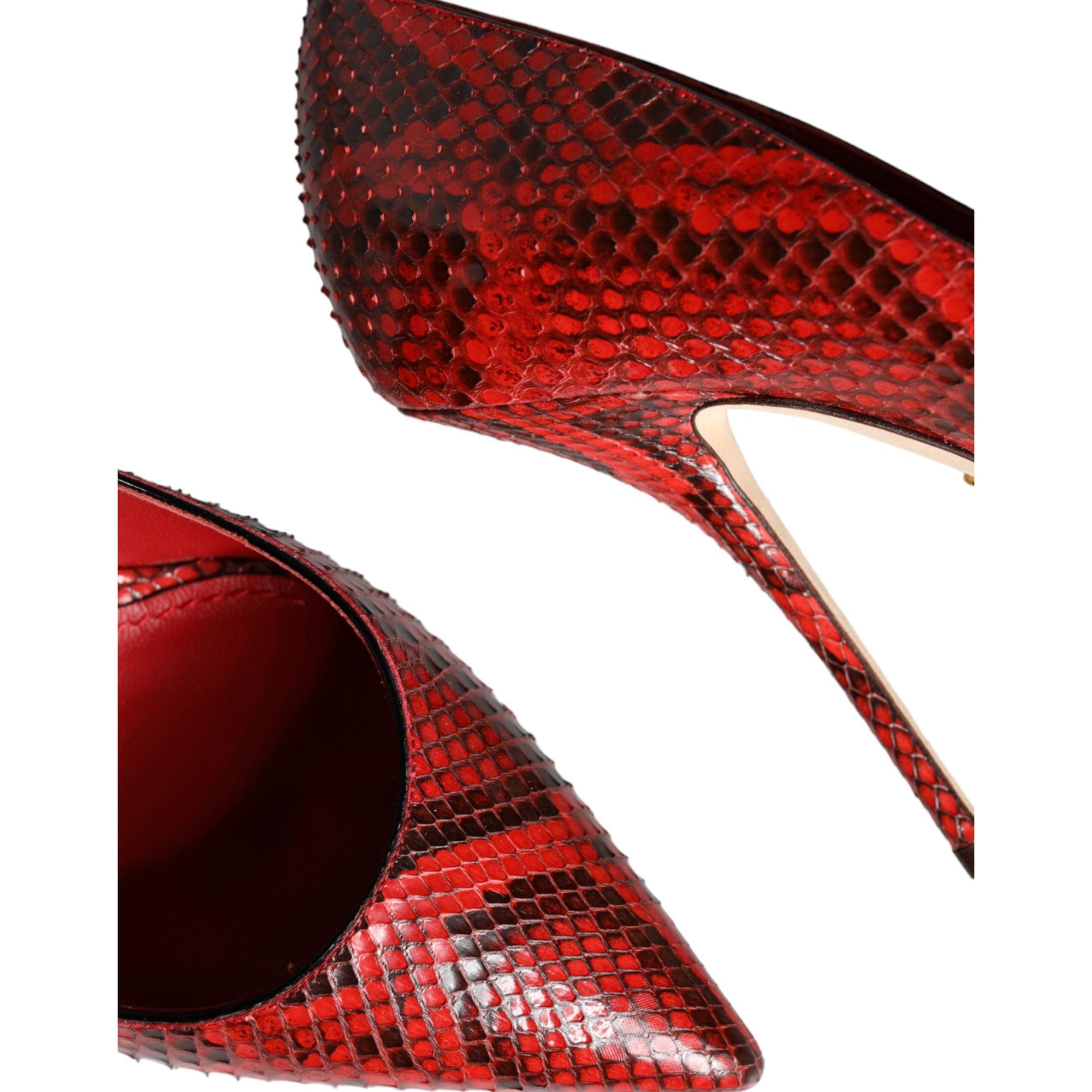 Dolce &amp; Gabbana Red Leather Stiletto High Heels Pumps Shoes