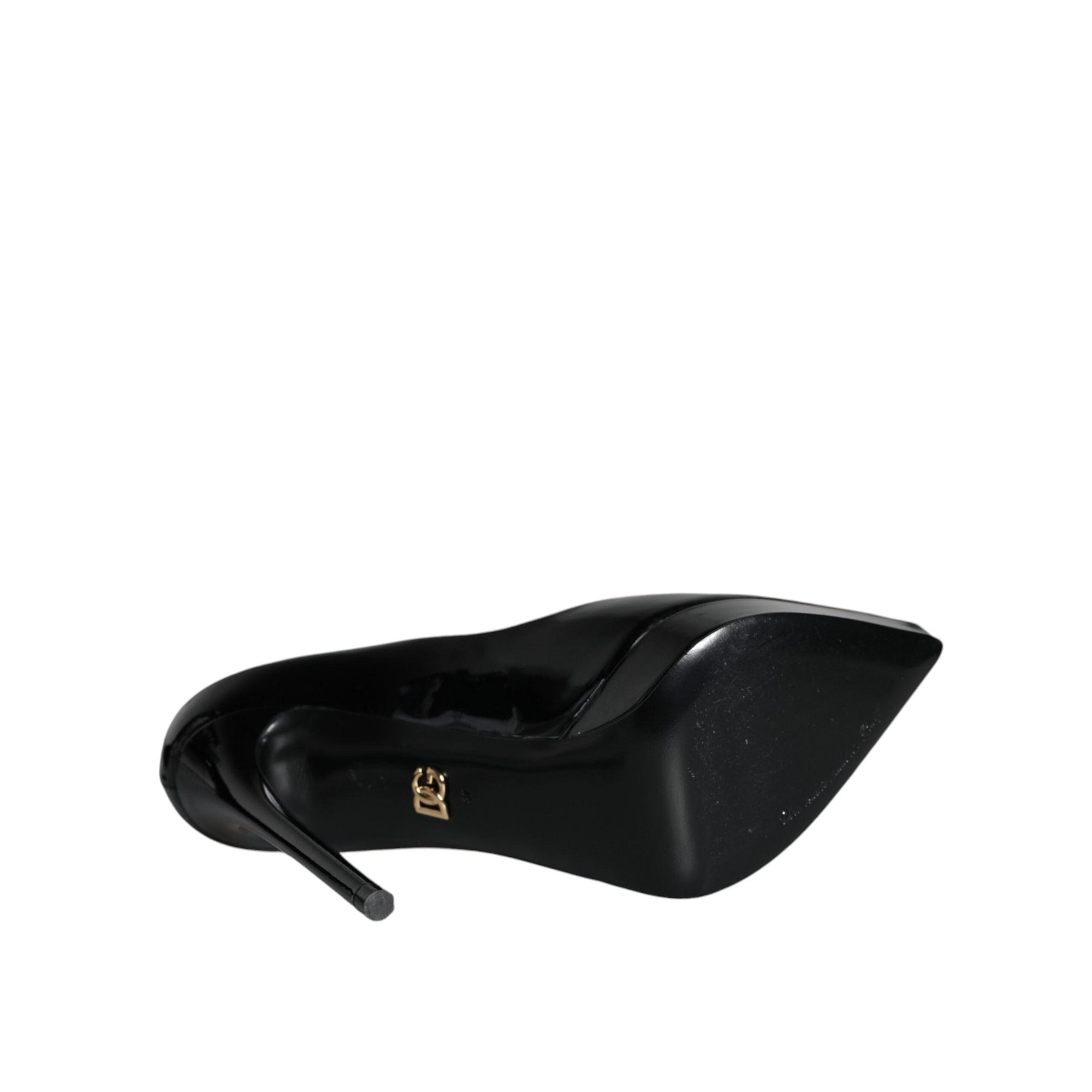 Dolce &amp; Gabbana Black Leather Platform Heels Pumps Shoes