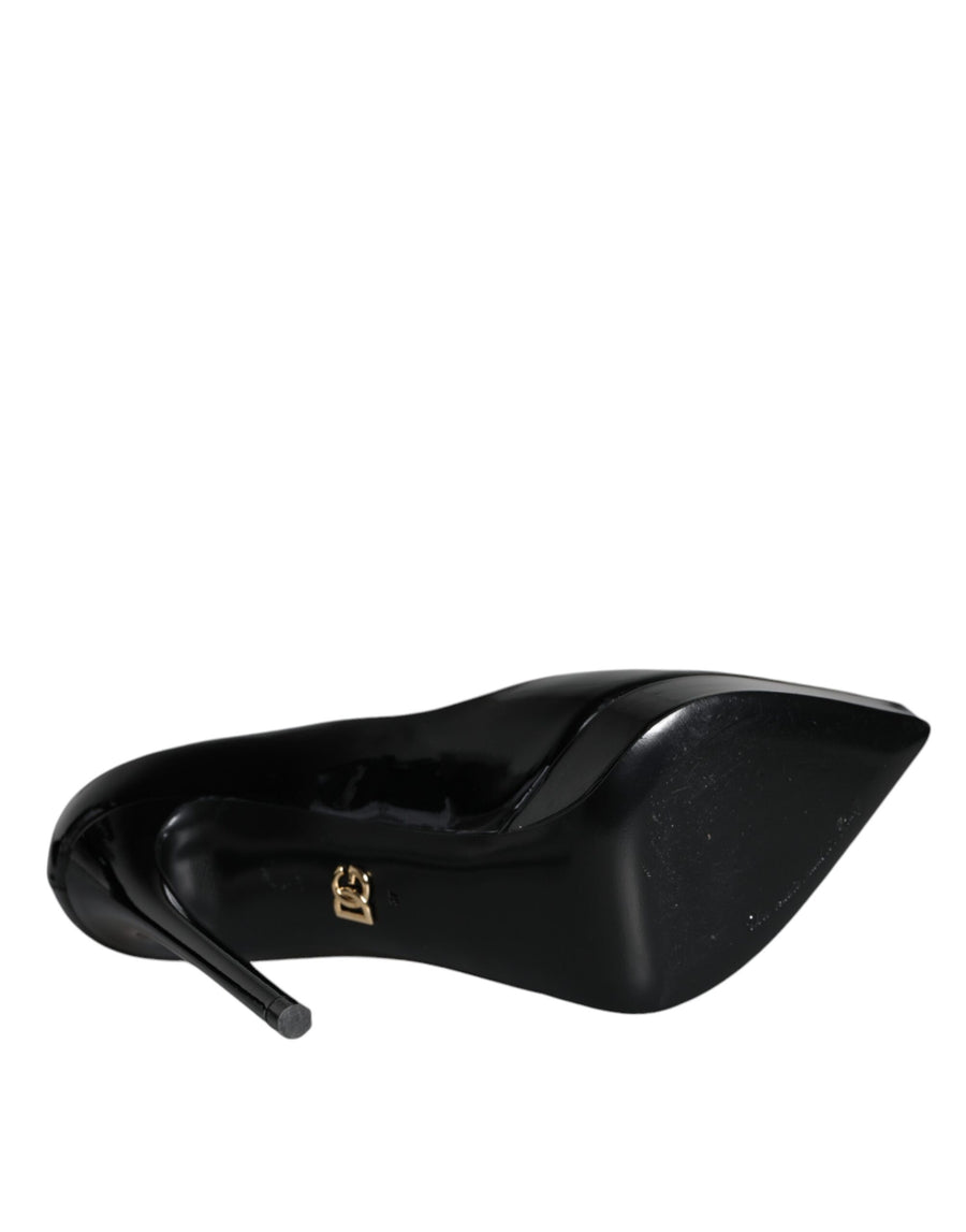 Dolce & Gabbana Black Leather Platform Heels Pumps Shoes