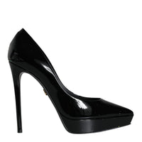 Dolce & Gabbana Black Leather Platform Heels Pumps Shoes