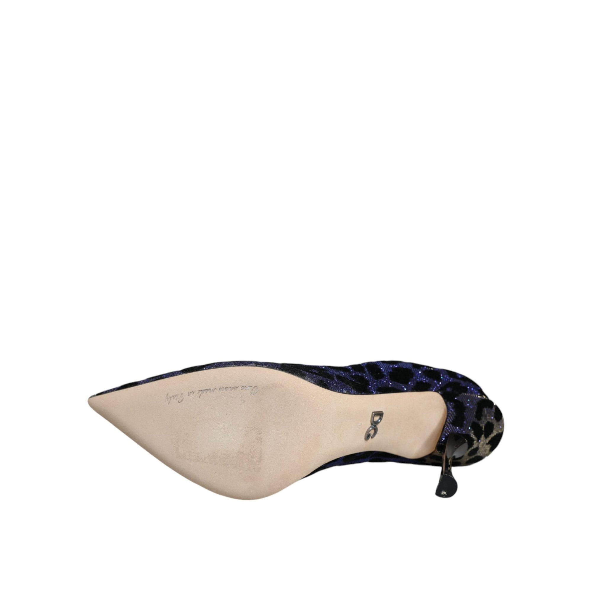 Dolce &amp; Gabbana Violet Leopard Lurex High Heels Pumps Shoes