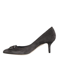 Dolce & Gabbana Gray Amore Suede Bellucci Heels Pumps Shoes