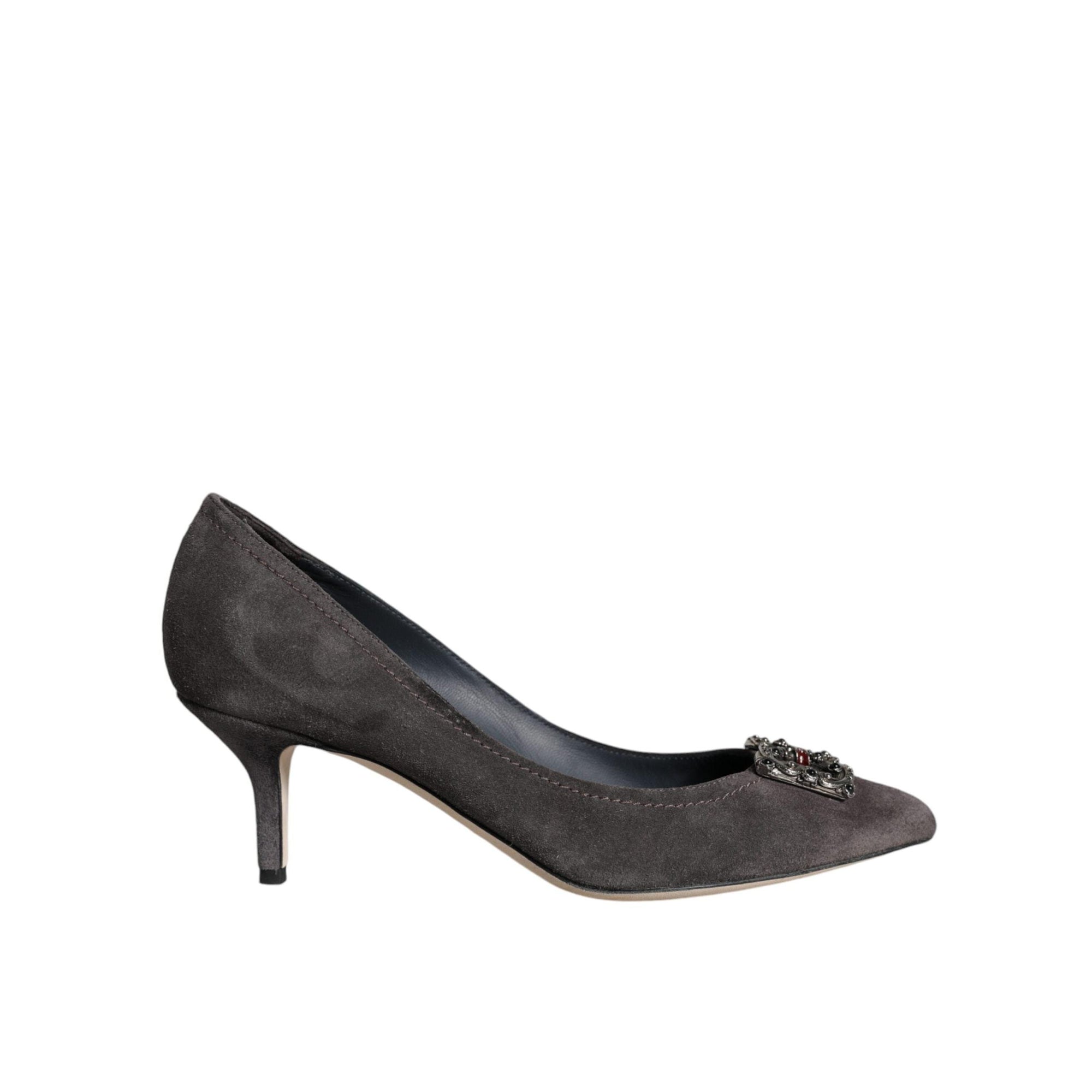 Dolce &amp; Gabbana Gray Amore Suede Bellucci Heels Pumps Shoes