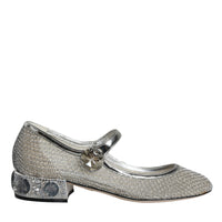 Dolce & Gabbana Silver Mesh Crystal Mary Jane Pumps Shoes