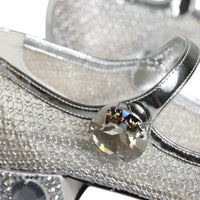 Dolce & Gabbana Silver Mesh Crystal Mary Jane Pumps Shoes