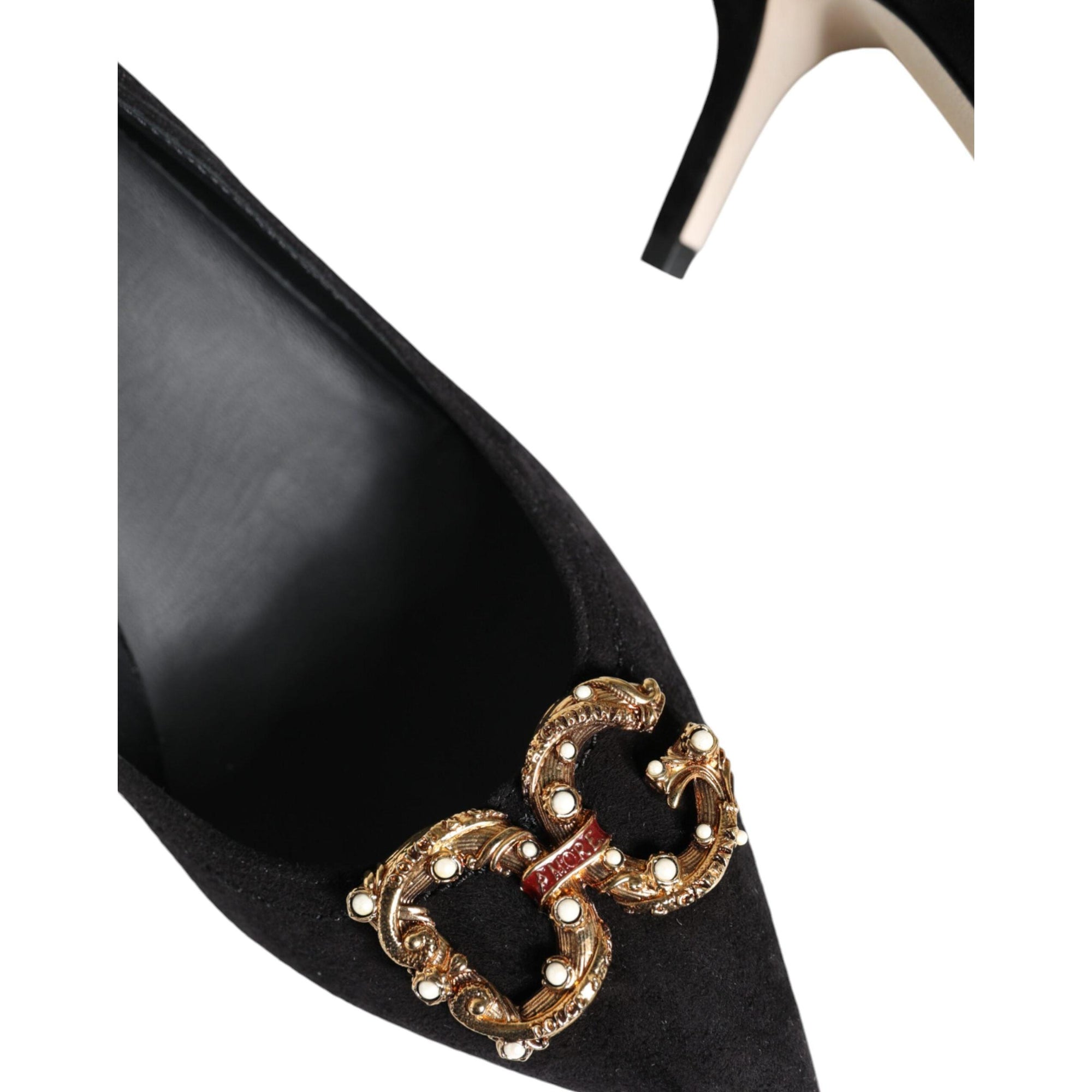 Dolce &amp; Gabbana Black Amore Suede Bellucci Heels Pumps Shoes