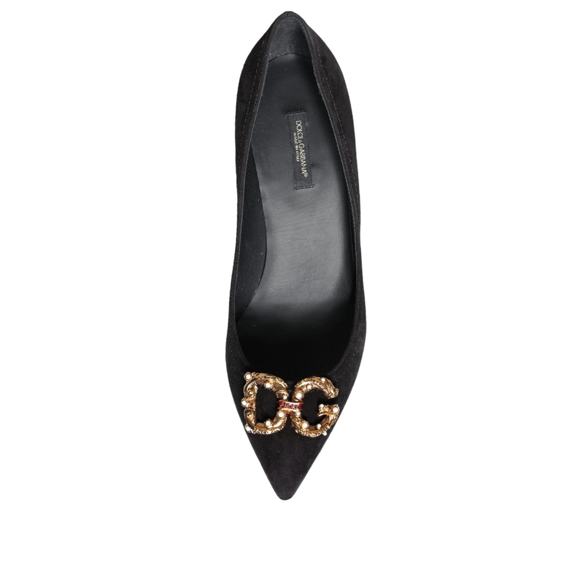 Dolce &amp; Gabbana Black Amore Suede Bellucci Heels Pumps Shoes