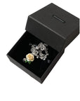 Dolce & Gabbana Silver Brass Clear Crystal Roses Pendants Necklace