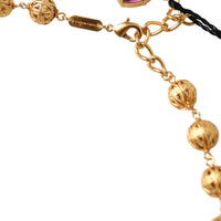 Dolce & Gabbana Gold Brass Mix Fiori Flowers Crystal Chain Necklace