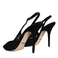 Dolce & Gabbana Black Taormina Lace Bellucci Slingbacks Shoes