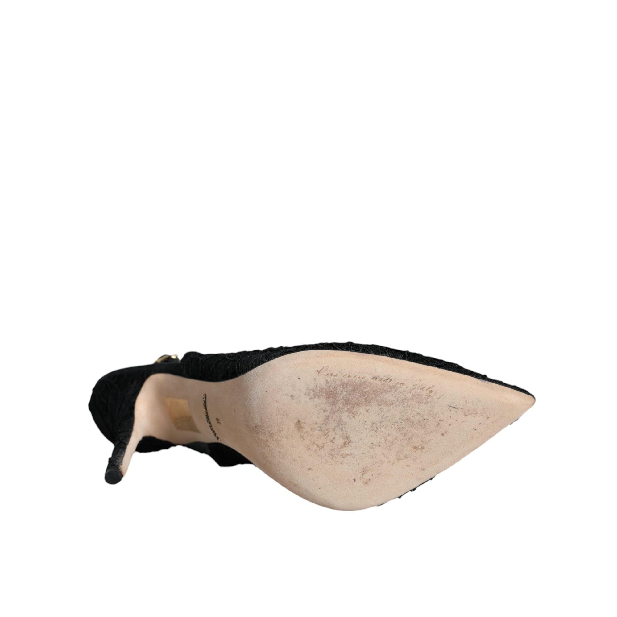 Dolce &amp; Gabbana Black Taormina Lace Bellucci Slingbacks Shoes