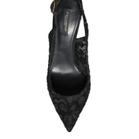 Dolce & Gabbana Black Taormina Lace Bellucci Slingbacks Shoes