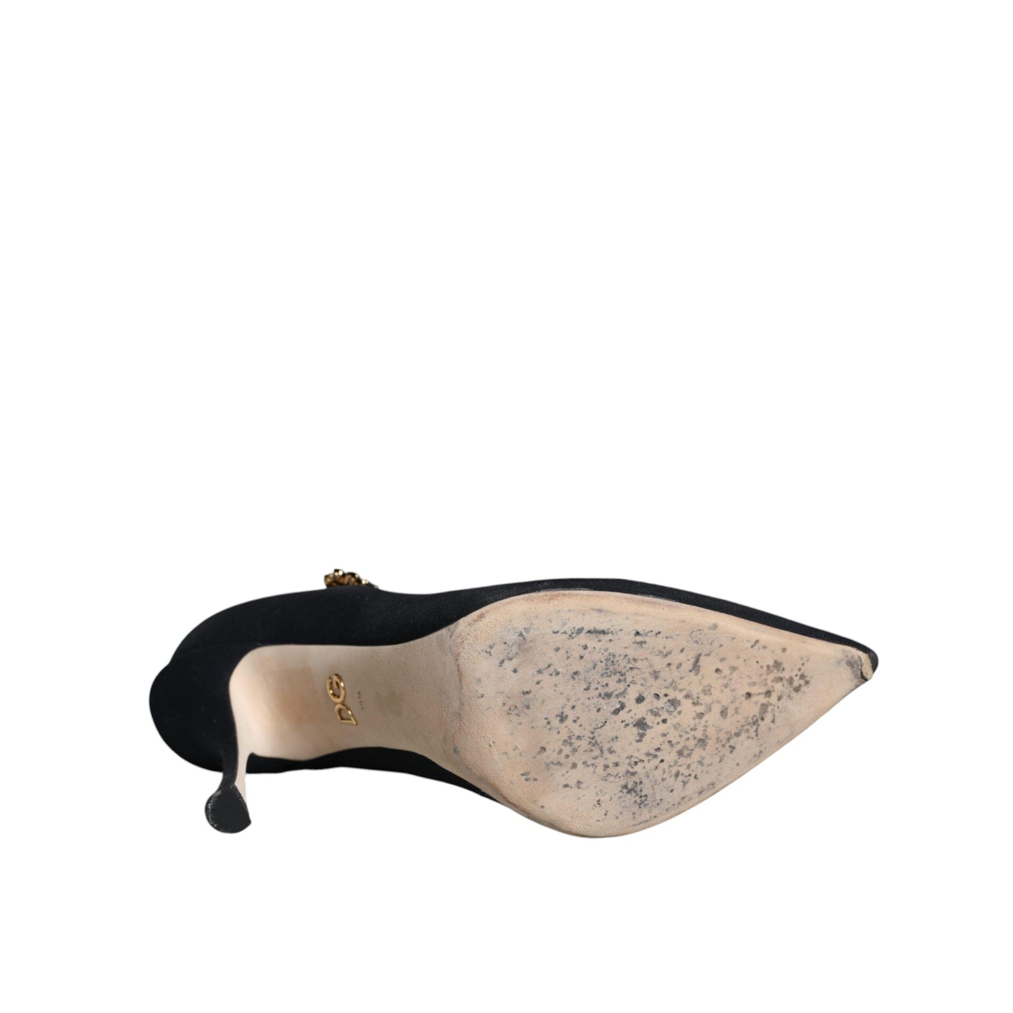 Dolce &amp; Gabbana Black Mary Jane Jersey Crystal Pumps Shoes