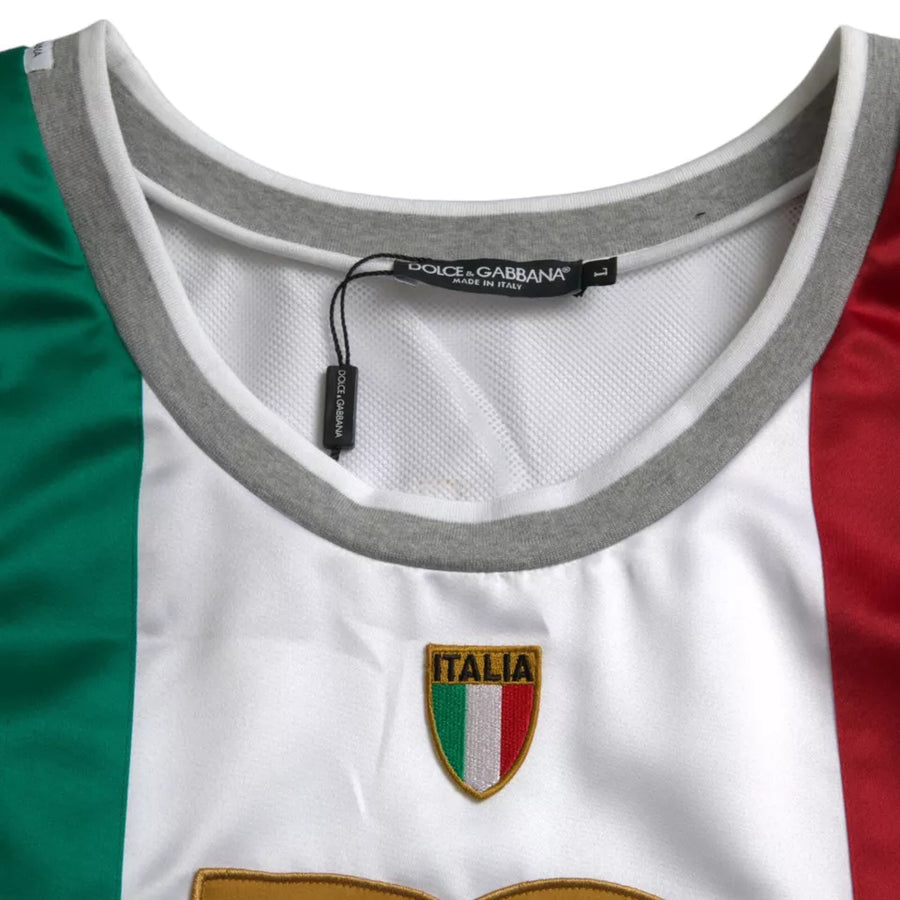 Dolce & Gabbana White Green Sleeveless Top Italian Flag Basket T-shirt