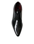 Dolce & Gabbana Black Leather Crystal Dress Formal Shoes