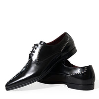 Dolce & Gabbana Black Leather Crystal Dress Formal Shoes