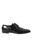 Dolce & Gabbana Black Leather Crystal Dress Formal Shoes