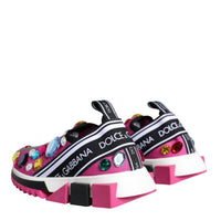 Dolce & Gabbana Pink Sorrento Crystals Low Top Sneakers Shoes