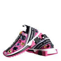 Dolce & Gabbana Pink Sorrento Crystals Low Top Sneakers Shoes