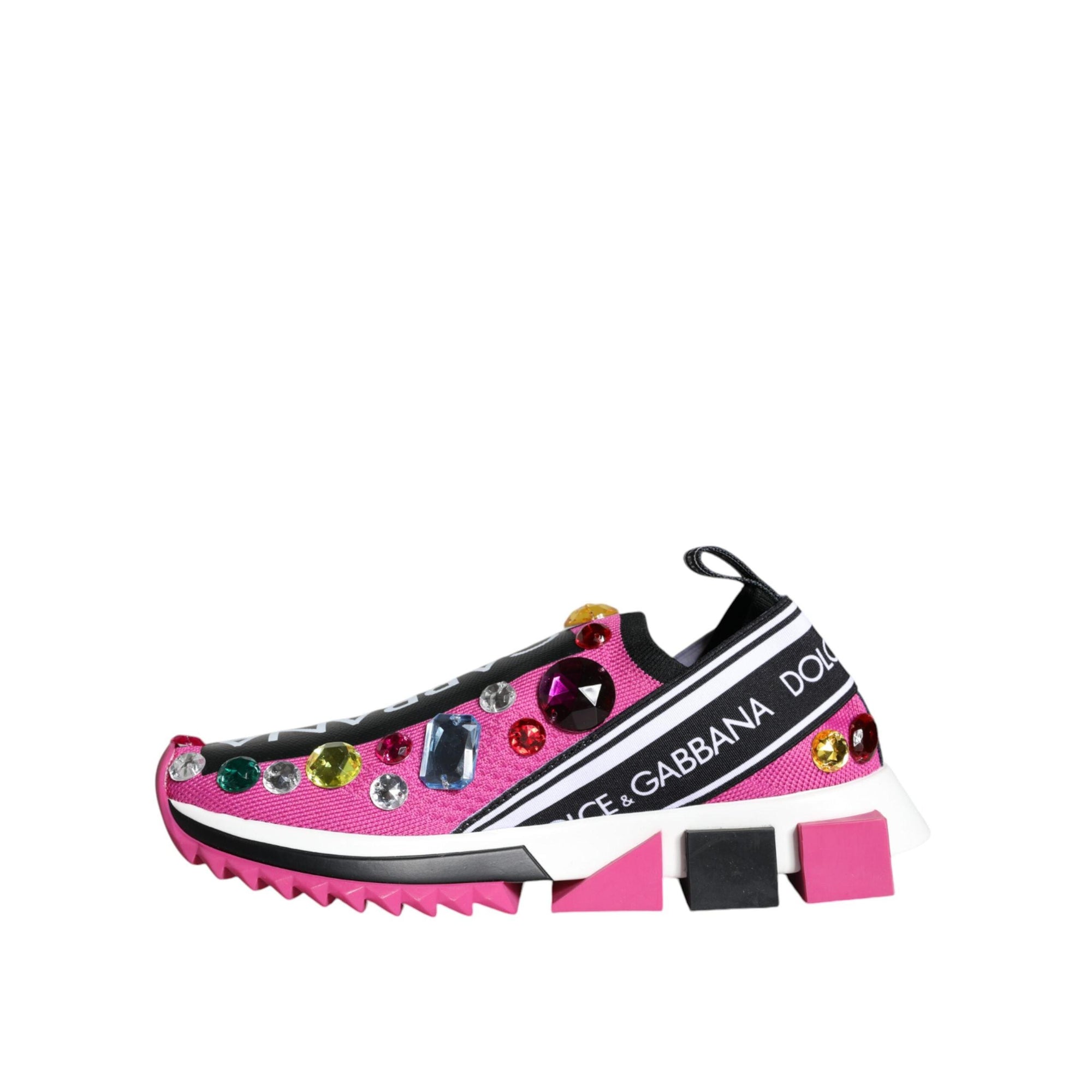 Dolce &amp; Gabbana Pink Sorrento Crystals Low Top Sneakers Shoes