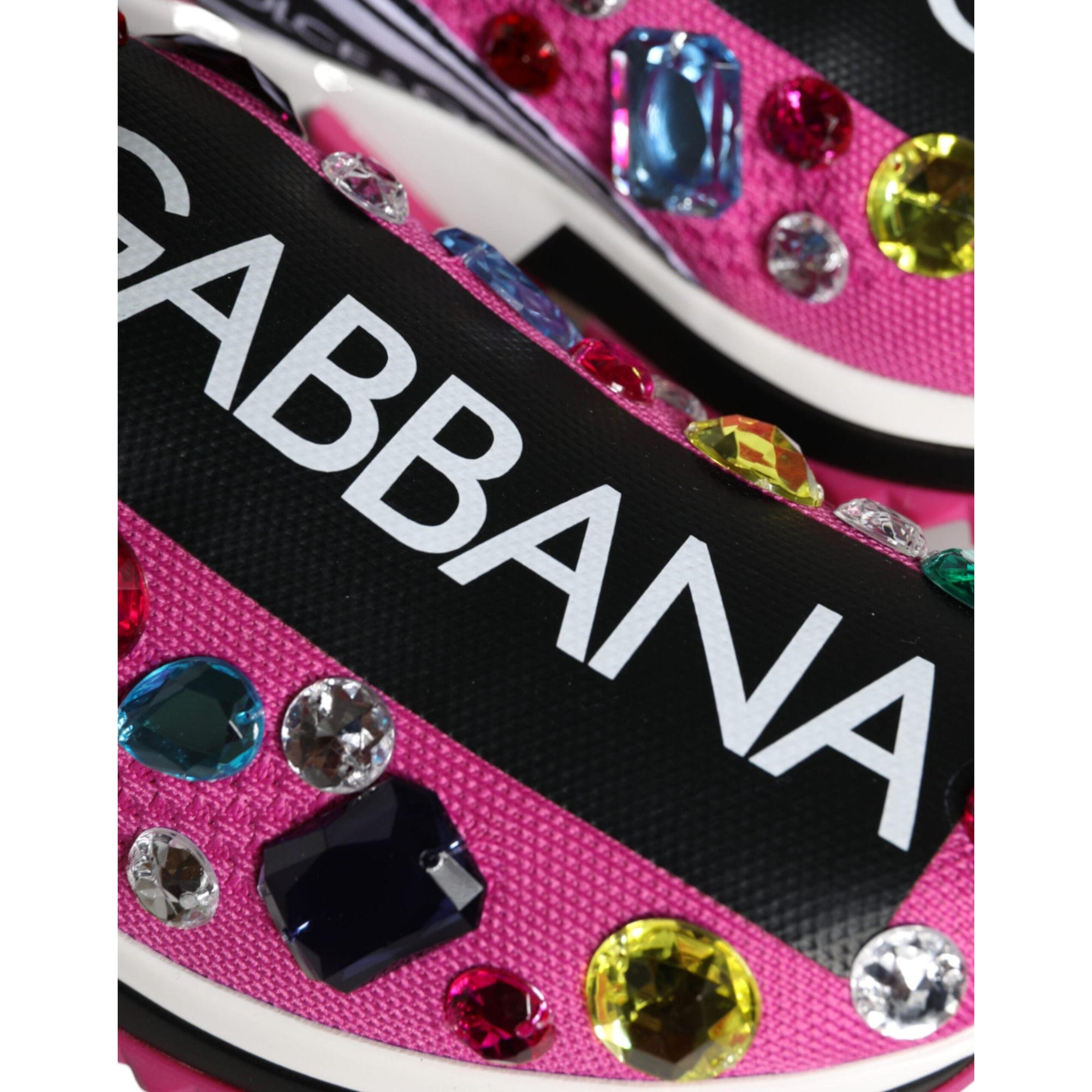Dolce &amp; Gabbana Pink Sorrento Crystals Low Top Sneakers Shoes