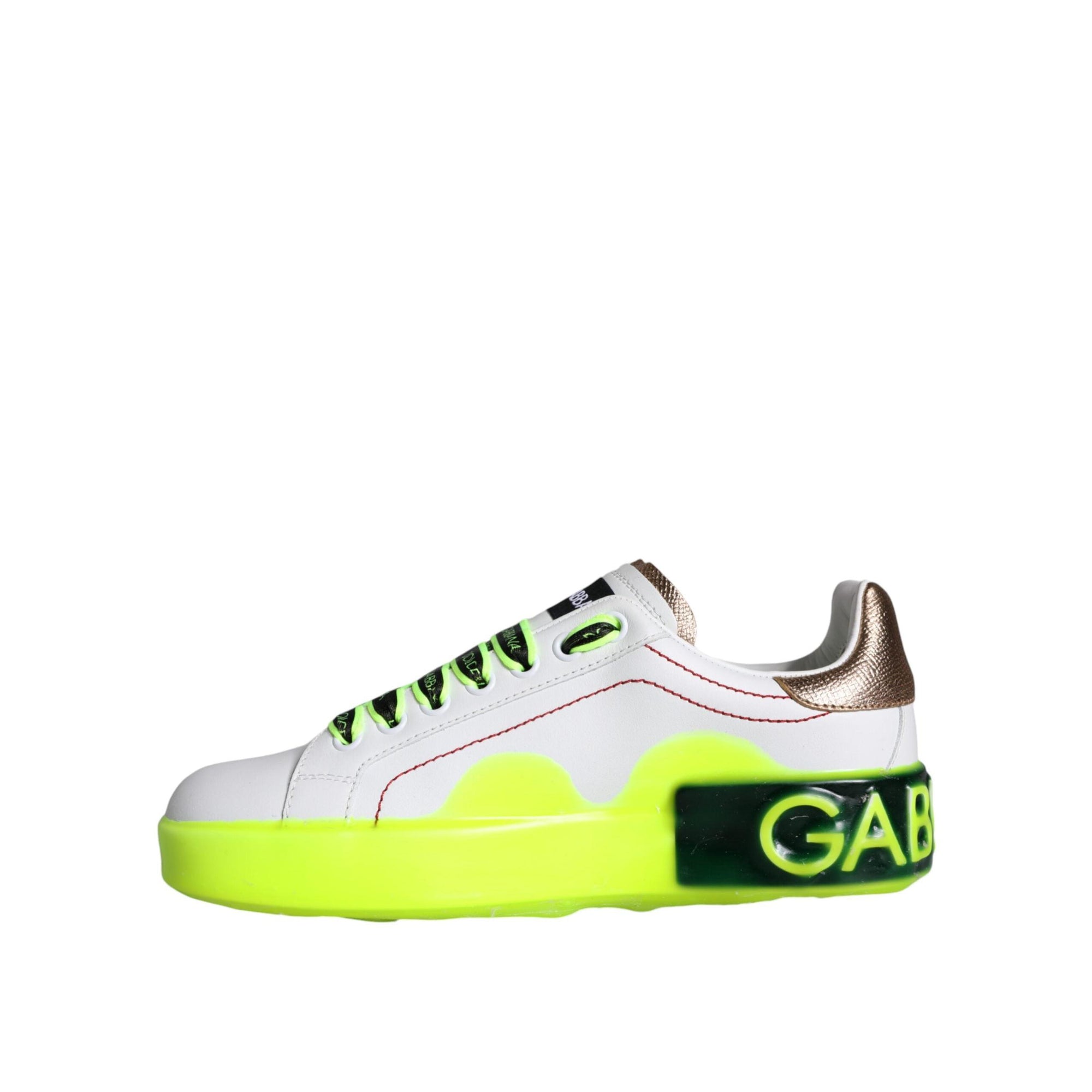Dolce &amp; Gabbana White Leather Portofino Low Top Sneakers Shoes
