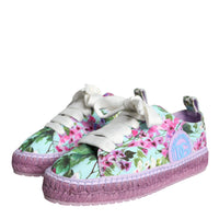 Dolce & Gabbana Multicolor Canvas Floral Espadrilles Sneakers Shoes