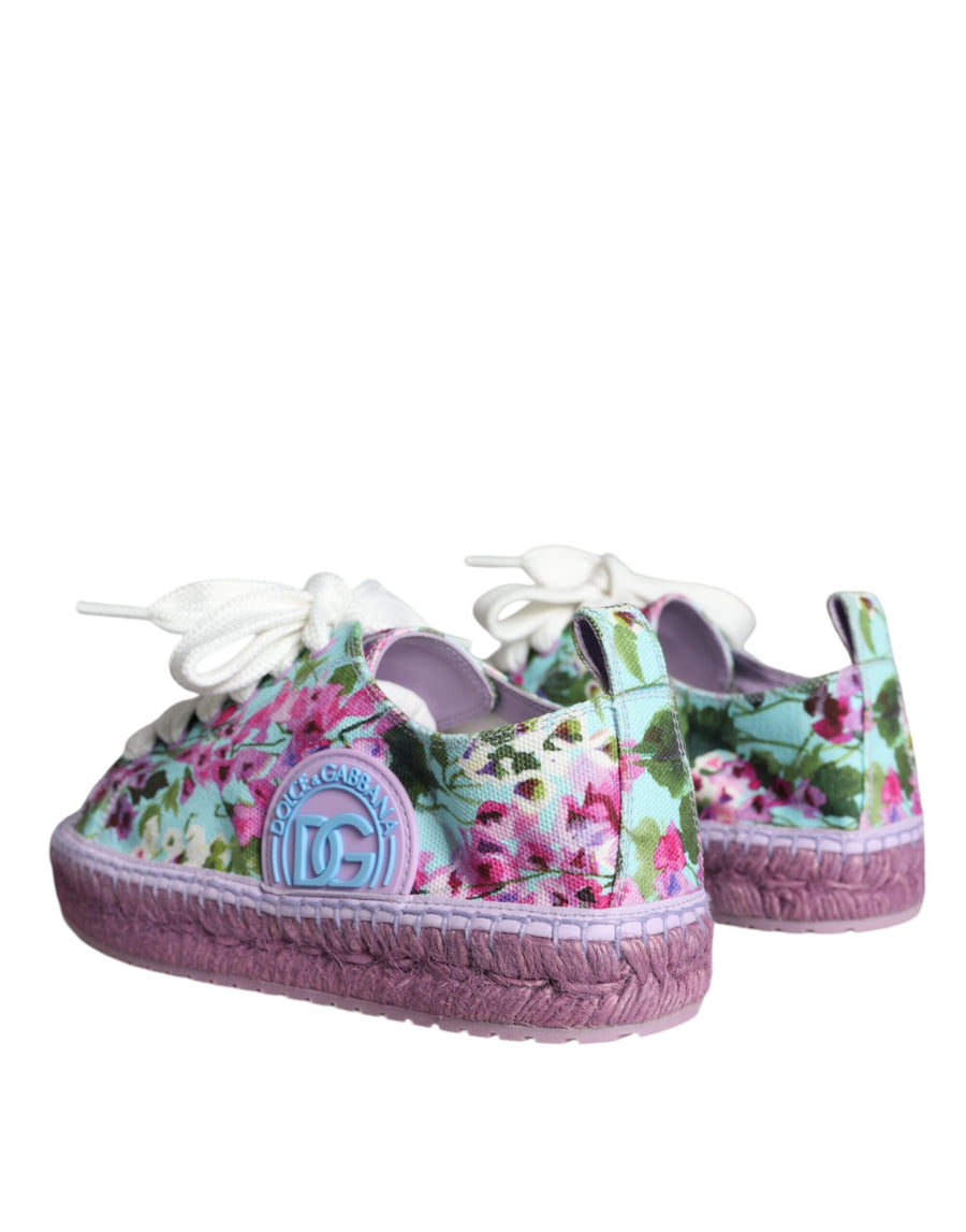 Dolce & Gabbana Multicolor Canvas Floral Espadrilles Sneakers Shoes