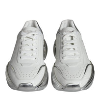 Dolce & Gabbana White Silver Daymaster Leather Sneakers Shoes