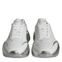 Dolce & Gabbana White Silver Daymaster Leather Sneakers Shoes