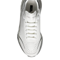 Dolce & Gabbana White Silver Daymaster Leather Sneakers Shoes