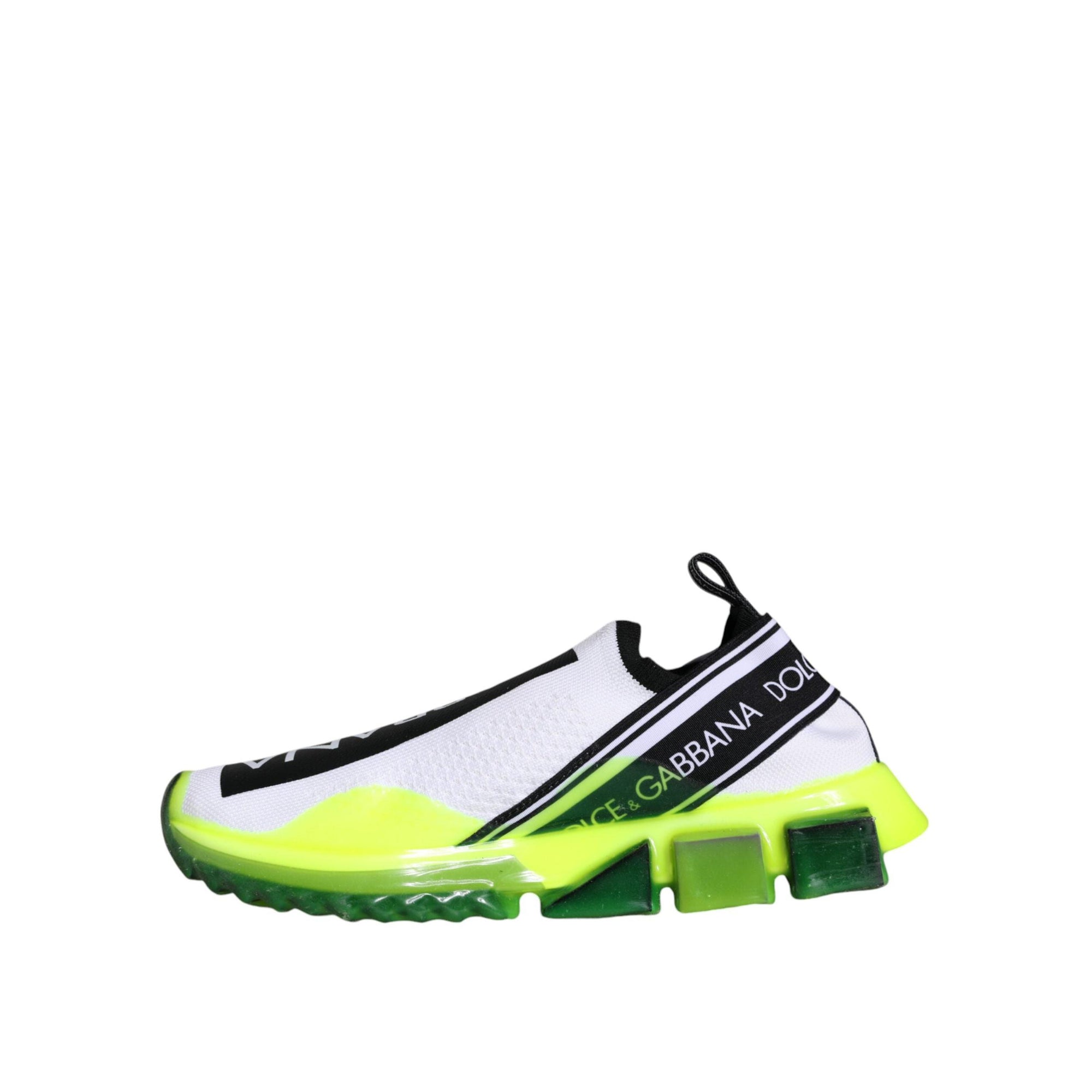 Dolce &amp; Gabbana White Yellow Slip On Sorrento Sneakers Shoes
