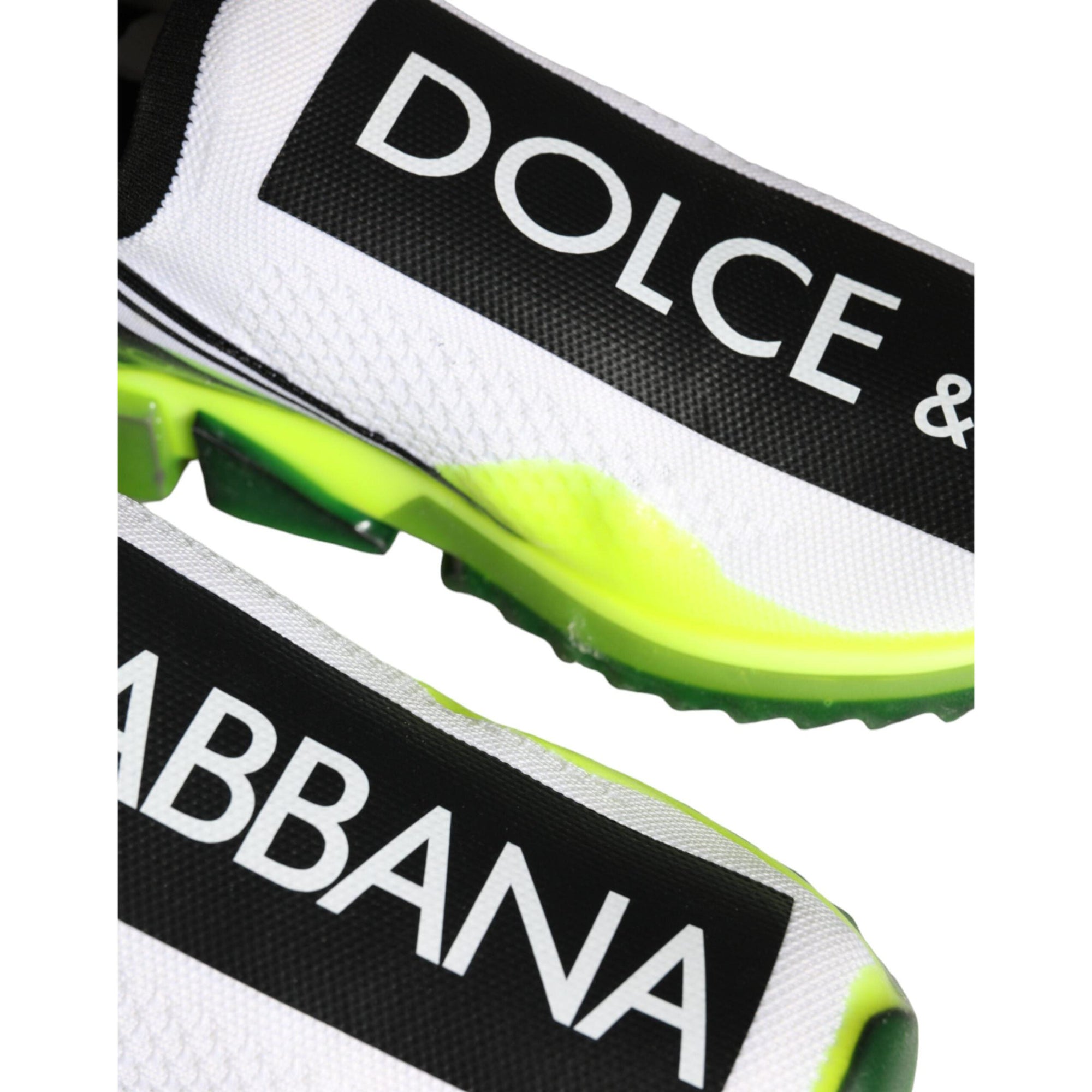 Dolce &amp; Gabbana White Yellow Slip On Sorrento Sneakers Shoes