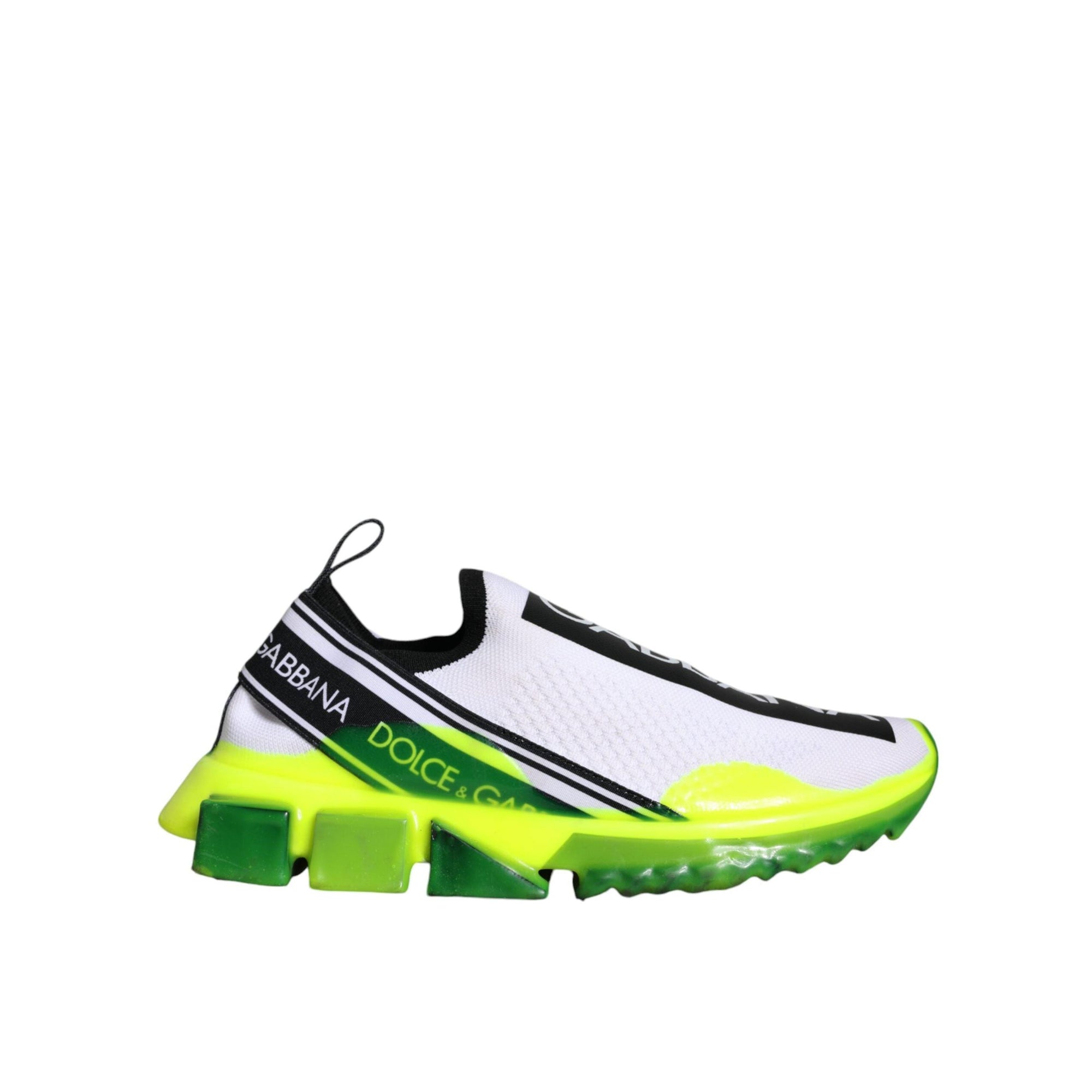 Dolce &amp; Gabbana White Yellow Slip On Sorrento Sneakers Shoes
