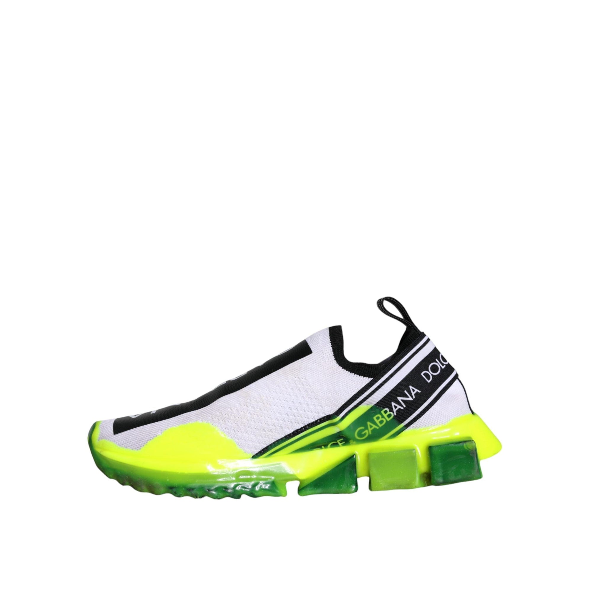 Dolce &amp; Gabbana White Yellow Slip On Sorrento Sneakers Shoes