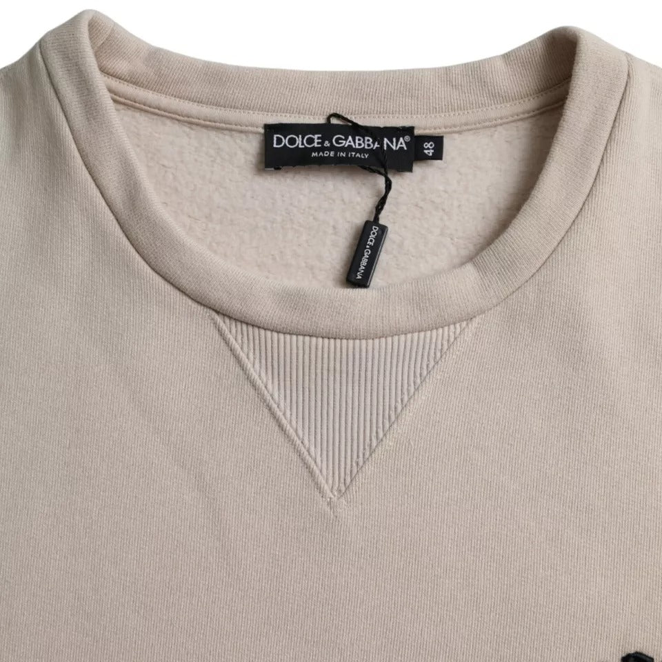 Dolce &amp; Gabbana Beige Cotton Crew Neck Sweatshirt Sweater